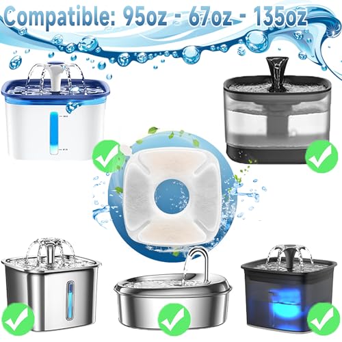 34 Pcs Cat Fountain Filters Replacement Compatible with VEKEN 95oz/2.8L Cat Water Fountain Filters Automatic Dog Water Fou...