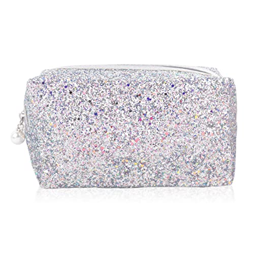RIAH FASHION Pouch Clutch Organizer Bag - Travel Cosmetic Makeup Toiletry Jewelry Cute Sequin Purse Adjustable Strap (Glit...