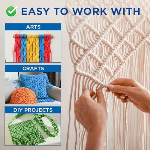 TECEUM 500lb Cotton Rope 3/16” (5 mm) – 100 FT – Strong All-Purpose Braided Rope – Natural Cotton – for Crafting, Сamping,...
