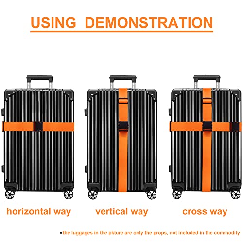 Luggage Straps for Suitcases TSA Approved Travel Belt 4 Pack by Chelmon(Orange)