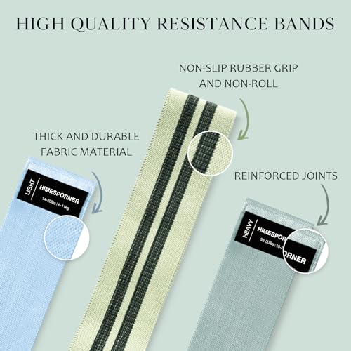 HIMESPORNER Wide Fabric Resistance Bands for Working Out, 3 Level Non-Slip Exercise Booty Bands for Women & Men Leg and Gl...