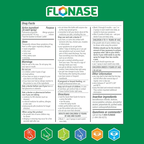 Flonase Allergy Relief Nasal Spray, 24-Hour Non-Drowsy Multi-Symptom Relief 144 Sprays, Bonus Pack of Tissues