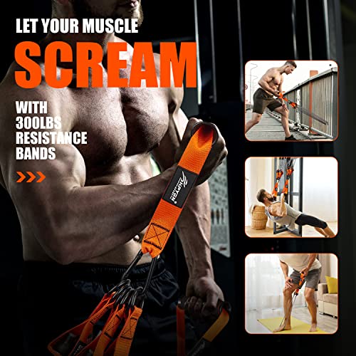 HPYGN Heavy Resistance Bands, 300LBS Exercise Bands for Working Out, Fitness Bands with Handles, Workout Bands for Men, We...