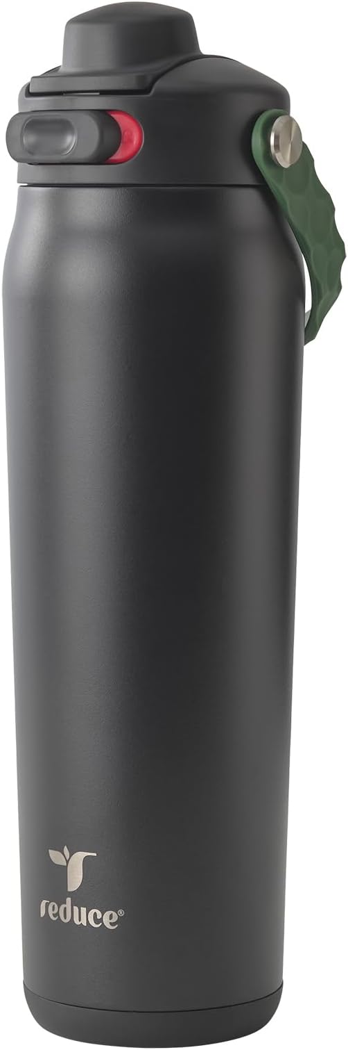 REDUCE Aura Vacuum Insulated 26 oz Water Bottle - Leak-Proof & Chug Spout for Quick Hydration - Keeps Drinks Cold for 30 Hours - Removable Handle for Travel or Gym - Soft Sit Base - Phantom
