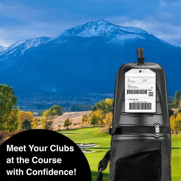 Golf Bag Luggage Tag - Extra Large 9" x 6", Waterproof Plastic Zipper Pouch, PVC Tags for Golf Bag - Sealable Label Holder (1)