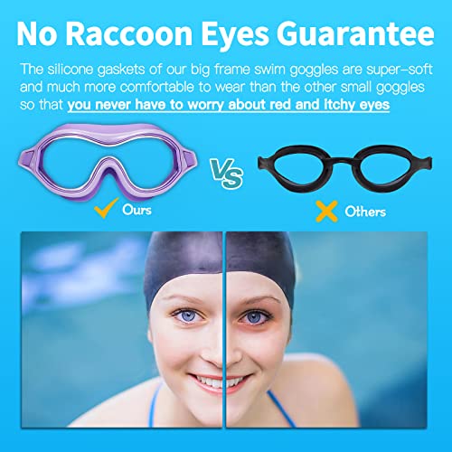 Swim Goggles No Leaking Anti-Fog Pool Goggles Swimming Goggles for Adult Men Women Youth, UV Protection 180° Clear Vision