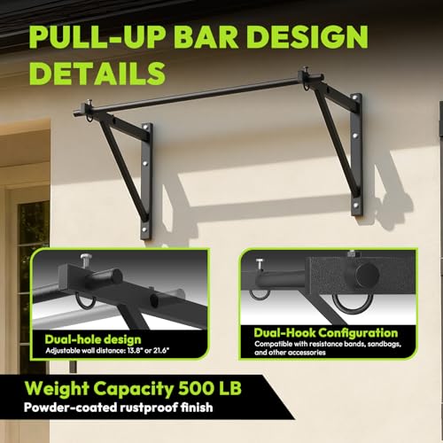 HANDBODE Pull Up Bar for Doorway and Wall Mount - Chin Up Bars for Home Gym, 39 in / 52 in Upper Body Workout Equipment wi...