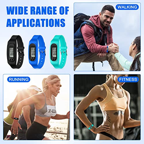 Geyoga 24 Pcs Pedometer for Walking Steps and Miles Pedometer Watch Silicone Steps Tracker Running Bracelet Ankle Step Cou...