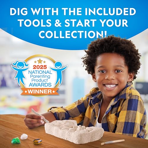 National Geographic Gemstone Dig Kit – Dig Up 10 Real Gemstones and Crystals, Science Kit for Kids, Gem Digging Kit, Gift ...