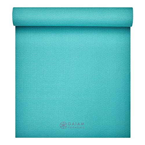 Gaiam Essentials 1/4" Thin (6mm) Yoga & Pilates, Fitness & Exercise Mat with Easy-Cinch Carrier Strap Cusion Support For F...