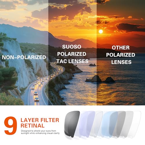 suoso Polarized Sports Sunglasses Men: Running Sunglasses Women Wrap Around Glasses for Fishing Driving UV400 Protection TR90
