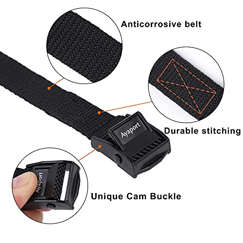 Ayaport Lashing Straps with Buckles Adjustable Cam Buckle Tie Down Cinch Strap for Packing Black 4 Pack