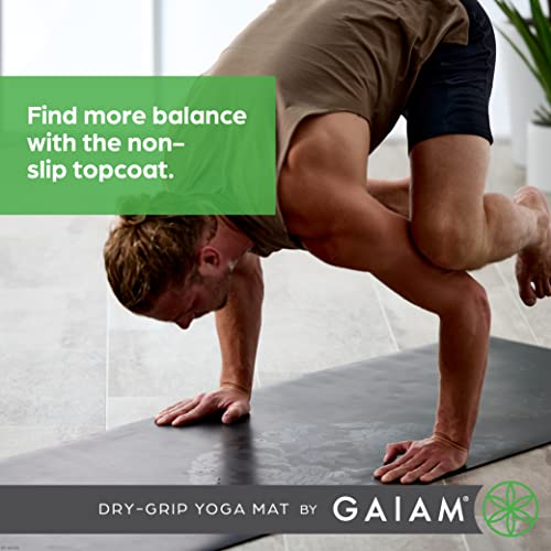 Gaiam Dry-Grip Yoga Mat - 5mm Thick Non-Slip Exercise & Fitness Mat for Standard or Hot Yoga, Pilates and Floor Workouts -...