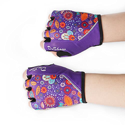 DuShow Women Half Finger Cycling Gloves,Gel Padded Anti-Slip Shock-Absorbing Mountain Road Bicycle Biking Bike Short Finge...