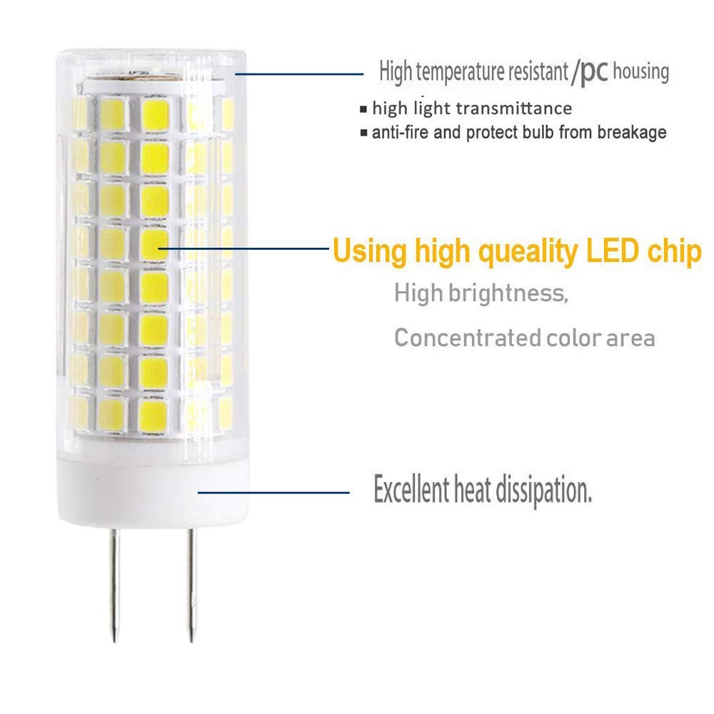 Syxkj G8 Led Bulb, 7W Dimmable Halogen Replacement, 720Lm, Daylight White, 4 Pack, Ceramic, Under Cabinet Kitchen Lighting
