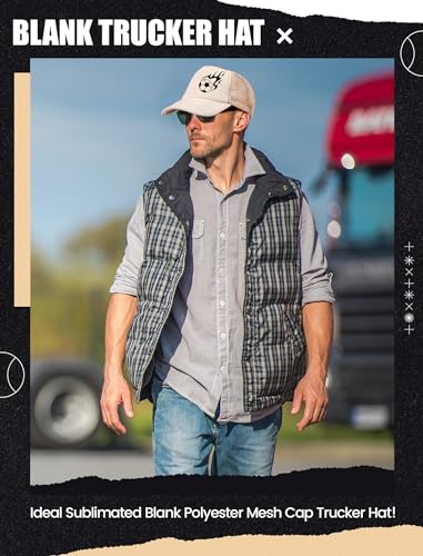 10 Pcs Sublimation Blank Trucker Hats Bulk Mesh Baseball Cap Polyester Mesh Trucker Hat for Men and Women
