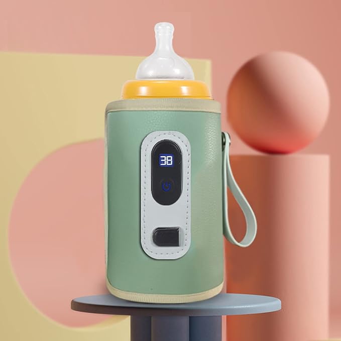 USB Baby Bottle Warmer,Baby Milk Heat Keeper with LED Display for Home Travel Car (Green)