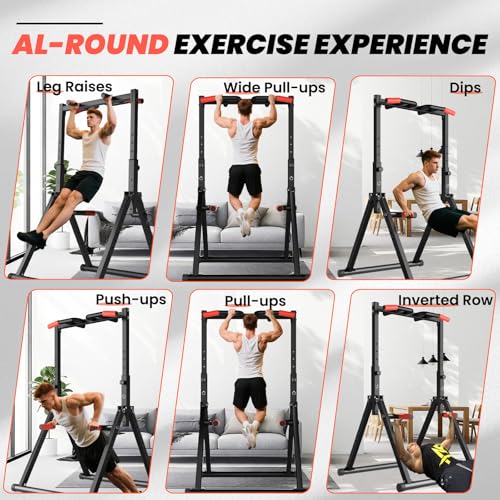 DOBESTS Power Tower Pull Up Bar Free Standing, Adjustable Foldable Pull Up Station, Home Gym Strength Training Equipment 7...
