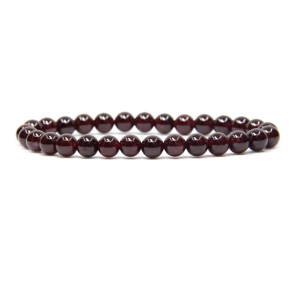 Natural A Grade Red Garnet Gemstone 6mm Round Beads Stretch Bracelet 7 Unisex