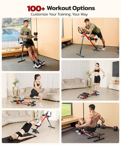 Yoleo 2 in 1 Ab & Rowing Machines for Home, Foldable Ab Workout Equipment, Ab Trainer Machine for Stomach Workout, Ab Crun...