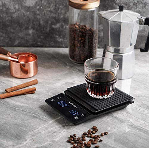 KitchenTour Coffee Scale with Timer 3kg/0.1g High Precision Pour Over Drip Espresso Scale with Back-Lit LCD Display (Batte...