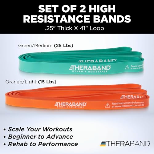 THERABAND High Resistance Bands, Set of 2 Elastic Super Bands for Improving Flexibility, Injury Rehab, & Full Body Workout...