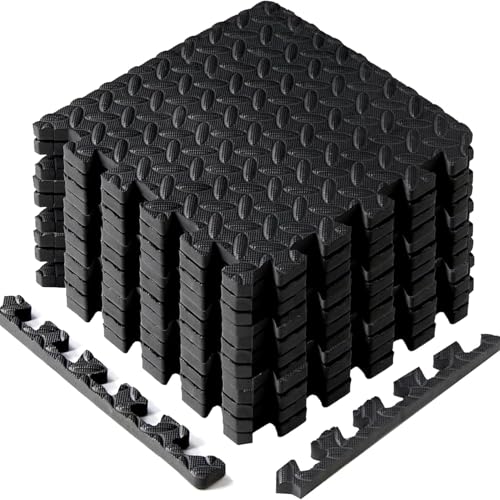 Yes4All EVA Interlocking Mats, Puzzle Floor Tiles, Foam Floor Padding with Border for Furniture, Home Space, Living Room, ...