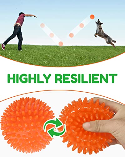 Pweituoet 4.5” Heavy Duty Squeaky Dog Balls for Medium Large Dogs, Dog Toys for Aggressive Chewers, Spike Ball Toys for Cl...