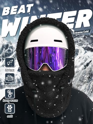 Shy Velvet Sherpa Hood Ski Mask Wind-Resistant Balaclava Winter Fleece Ski Mask for Men and Women