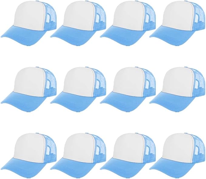 ZH 12 Pcs Sublimation Trucker Hats Blank Mesh Baseball Cap Polyester Bulk Mesh Trucker Hat for Men and Women