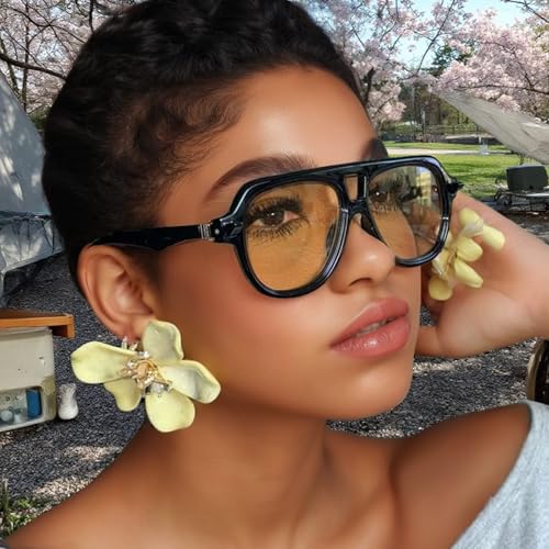 willochra Retro Double Bridges Pilot Men Rivets Sunglasses Fashion Clear Gradient Shades UV400 Women Punk Sun Glasses