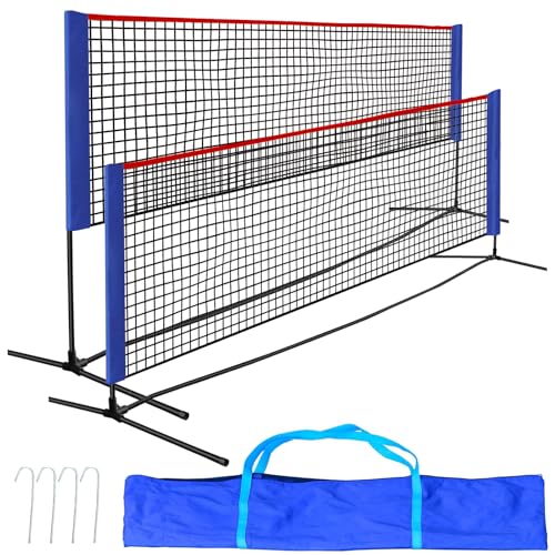 PGL 10x3FT Badminton Net - Foldable Extendable Poles for Multiple Sports Heights - Ideal for Tennis Pickleball -Portable a...