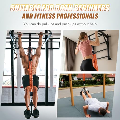 ALongSong Pull Up Assistance Bands with Foot Support Pedal - Upgraded Heavy Duty Resistance Bands Adjustable Weight/Height...