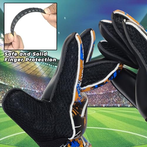 Arsh Sports Soccer Goalie Gloves, Football Goalkeeper Gloves for Kids Youth & Adult Strong Grip Finger Save 4mm Latex Fing...