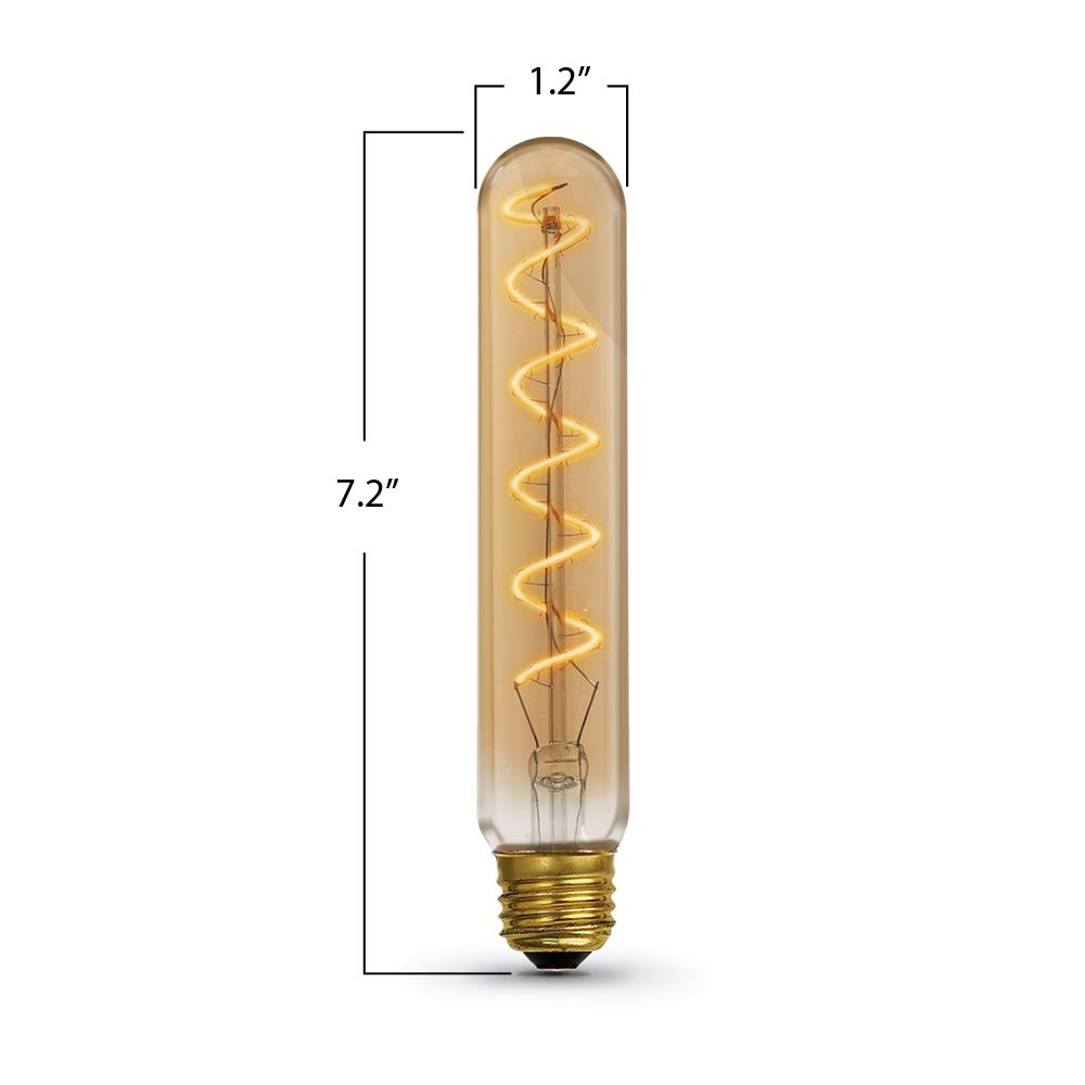 Feit Electric LED T10L Light Bulb - 40W Equivalent, 200 Lumen, 2100K Soft White, Dimmable, Amber Glass, 1 Pack