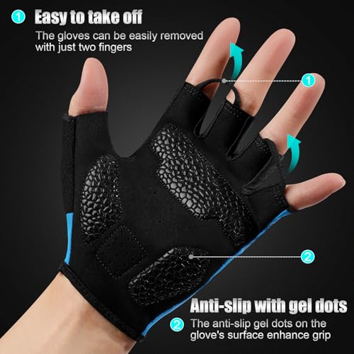 FITFIV Cycling Gloves for Men Women, Half-Finger for Bike, Gym, Weight Lifting, Workout, Riding, Outdoor Sports