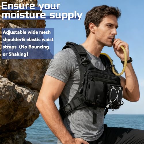Sling Vest Chest Bag with 2L Water Bladder Gear Holster Running Vest Hydration Backpack Lightweight Adjustable Daypack Ref...