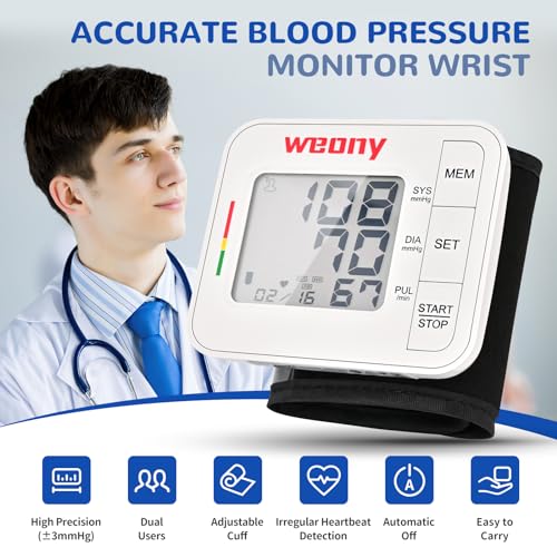WEONY Blood Pressure Monitor for Home Use,Automatic Wrist Blood Pressure Monitor,Adjustable Wrist Blood Pressure Cuff (5....