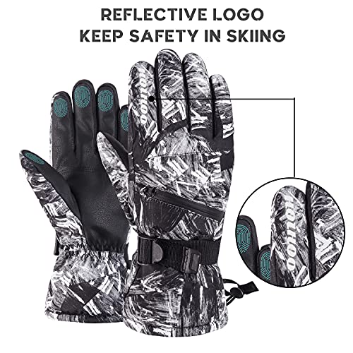 Hoihoo Ski Gloves - Waterproof Winter Snowboarding Gloves for Men & Women, Touchscreen Compatible, Warm Below -30F