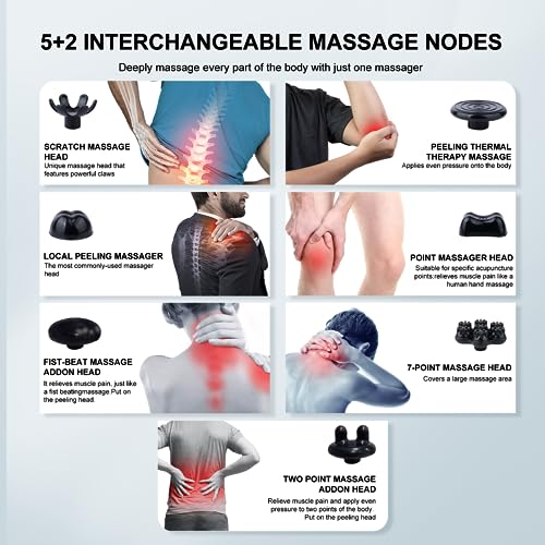 MEGAWISE Cordless Handheld Back Massager w/Rechargeable 3200mAh Battery, 5 Speed and 5 +2 Massage Nodes with Hard, Medium ...
