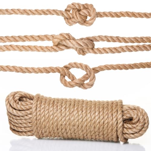 Naler 6mm Jute Rope, 82FT 4-Ply Strong Natural Twine String for Cat Scratching Post, Heavy Duty Twine String for Gardenin...