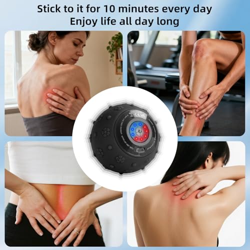 brokensnatch 5-Speed Vibrating Massage Ball with 3D Textured Surface, Rechargeable Electric Foot & Back Massage Ball for D...
