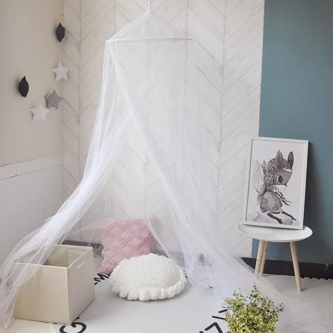 Eimilaly Bed Canopy Mosquito Net, Bed Canopy for Girls Room Decor - Insect Protection Hanging Canopy for Adults, Babies, Outdoor Camping, White/Single Door
