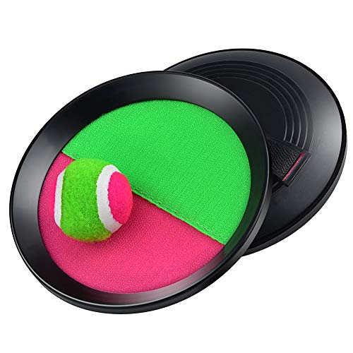 WXJ13 4 Sets Paddle Catch Ball and Toss Game 15.5cm Velcro Catch Ball Set for Sport with a Bag