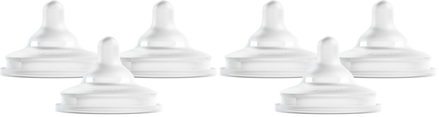 Boon Nursh Curve Silicone Baby Bottle Nipples - Platinum Food-Safe Silicone Bottle Nipples – Medium Flow Nipples for Baby Bottles - Baby Bottle-Feeding Supplies - 3 Count (Pack of 2)