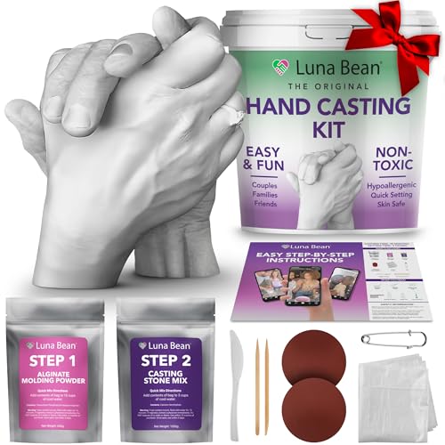 Luna Bean Hand Casting Kit – The Original Hand Mold Kit for Couples – Valentines Day Gifts for Her and Him - Anniversary E...