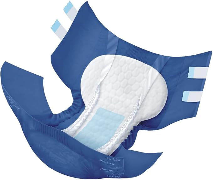 NorthShore MegaMax Adult Overnight Diapers, 12-Hour Tab-Style, Large, 40 Count Case, Blue, 42-54 inches, Unisex Incontinence Underwear