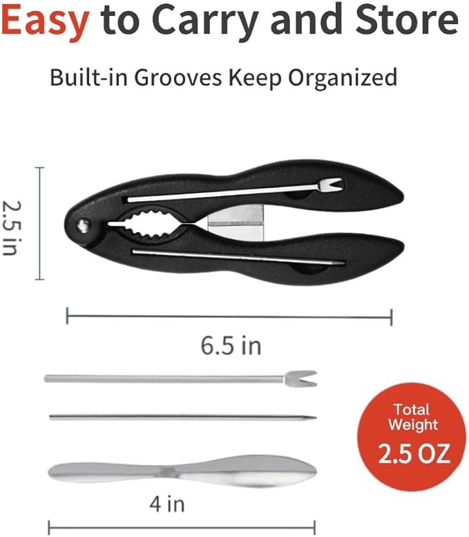 Crab Crackers and Tools Multifunctional Crab Leg Crackers Efficient Lobster Crackers Sturdy Seafood Crackers and Tools Portable Lobster Crackers and Picks Set Crab Claw Crackers Black