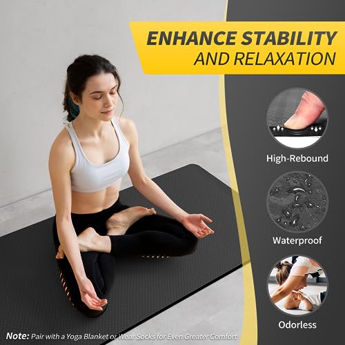 CAMBIVO Yoga Mat for Women Men Kids, 1/3 & 1/4 & 2/5 Inch Extra Thick Yoga Mat Non Slip, 72" x 24" TPE Yoga Mats, Workout ...
