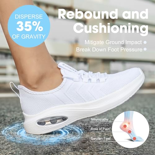 Rollstep Wide Toe Box Shoes Women Extra Wide Width Sneakers Air Cushion Road Running Shoes Ultra Light Tennis Gym Workout ...